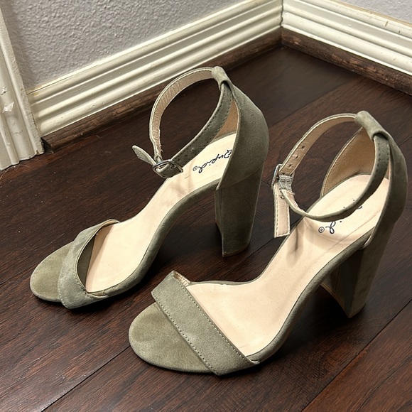 Sage Green Open Toe Stiletto Heels - Picture 6 of 6